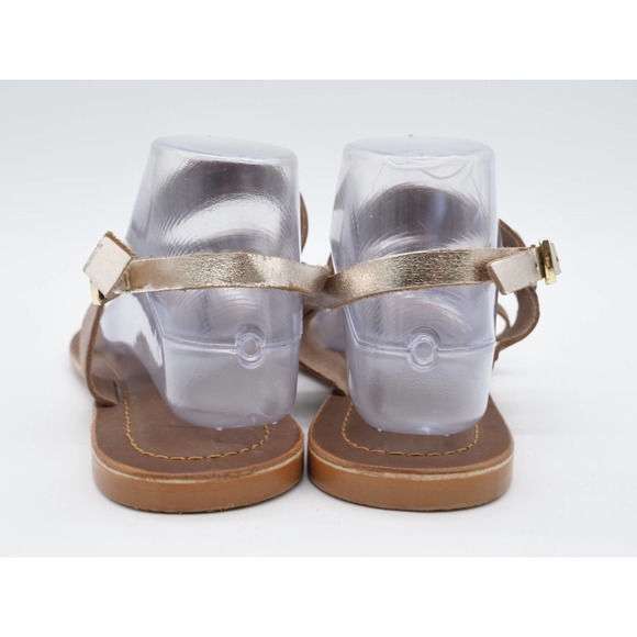 Lane Bryant Sandals Womens 10 Wide Brown Leather Slingback Flat Heel Toe Ring - Picture 7 of 12